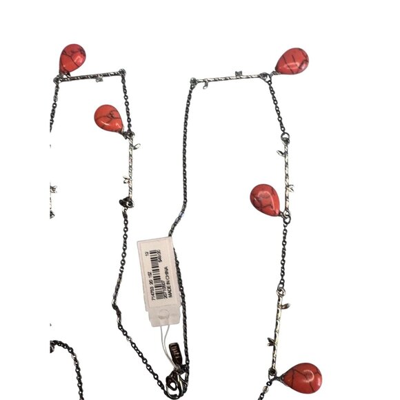 J Jill NWT Pink Howlite Gemstone Beaded Silverplate Necklace 32" - Picture 3 of 6